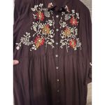 April Cornell tunic blouse Large embroidery brown fall Cottagecore boho Vintage Photo 3