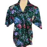 Vintage 80s caribou bright floral top Green Size 8 Photo 0