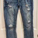 Miss Me Signature Straight Stretch Cuffed Jean Low Rise Size 25 Bling Pockets Photo 1