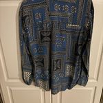 First Issue All Silk Floral Print‎ small Long Sleeve Flowy Feminine Artsy Blue Photo 5