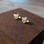 Vintage Stud Earrings Small & Dainty Gold Tone Cherub Photo 1