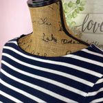 BeachLunchLounge  Striped Tulle Ruffle Cuff Long Sleeve Shirt Blue White Small Photo 5