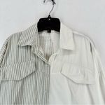 Haute Rogue  Split Striped Button Up Shirt Woman’s Small Gray/White Photo 1