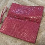 Jessica Simpson  snakeskin embossed wristlet pink wallet croc reptile Photo 3