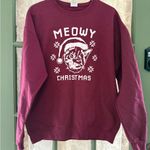 Jerzees  Maroon Meow Christmas Cat Holiday Sweatshirt Crewneck Large Photo 0