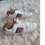 J.Crew Women's White Leather Sneakers Rainbow Stripe Tennis Shoes Size 7 Photo 1