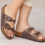 Birkenstock Granada Narrow Soft Footbed Leather Sandals Womens Brown Buckles 38 Photo 0