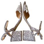 J.Crew  Lizard Snake Print Leather Block Heel Strappy Sandal size 8.5 Gray Cream Photo 8