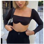Princess Polly Princess‎ Polly 10 Black Wired Straight Neckline Becca Long Sleeve Crop Top Photo 0