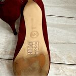 Michael Kors Women Sz 9.5 Red Suede Stiletto Side Zip Booties Shoes Silver Sexy Photo 3