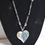 Avenue  Rare Vintage Blue Silver Tone Heart Statement Boho Like New Necklace Photo 0