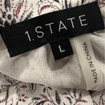 1. State  Women’s White Floral Print V-Neck Smocked Cuff Button Down Blouse Photo 2