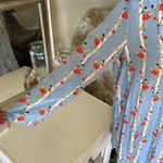 Victoria's Secret Cute Novelty bird floral blue striped silk viscose button down night shi…​​ Photo 4