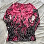 Vintage Y2K grunge biker Easyriders flame burnout pink & black mesh long sleeve Size L Photo 0