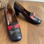 Vintage 60s 70s Imperial Block 2.5” Heel Shoes Navy Blue Black Red Grey 7 Photo 0