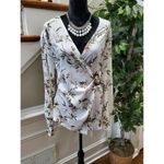 Pretty Little Thing Women White Floral Polyester V-Neck Long Sleeve Blouse Size L Photo 11