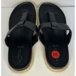 Joie  Vegan Leather Espadrille Flat Thong‎ Sandals Size 10 Black Slip On Boho Photo 3