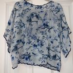 Johnny Was  Silk Addy Top in blue toile, blue and gray embroidery Photo 6