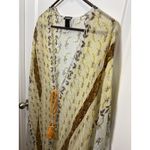Steve Madden Women’s Sheer Kimono Steve Madden Boho Peasant Yellow Brown Tie One Size Floral Photo 2