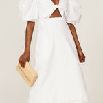 RHODE Greer Dress Womens 6 Crisp White Cutout‎ Midi Short Sleeve Cotton Poplin Photo 0