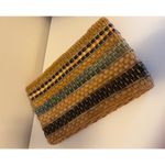 Vintage Straw Basketweave Straw Striped Clutch Tan Photo 4