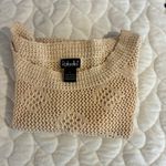 Rafaella Open Knit Crochet Cotton Blend Tan Scalloped Edge Tunic Swim Coverup L Photo 4