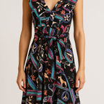 PATBO Cordel Print Belted Midi Dress NWT Sz 4 Black Photo 0