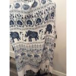 ELEPHANTS Duster Kimono Cardigan Coverup Boho Tassels ONE SIZE Blue Photo 1
