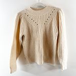 525 Crewneck Knit Pullover Long Sleeve Sweater Cream Small Photo 1