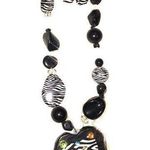 NWT Heart & Zebra Statement Necklace Earring Set Photo 0