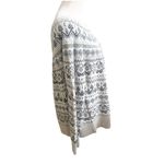Garnet Hill Fair Isle Sweater Merino Wool Gray Blue Nordic Knit Women's Large Photo 3