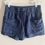 Athleta Women's 4" Cabo Linen Textured Shorts Blue Denim Sz 8 Pull On Photo 0