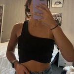 ZARA Black One Shoulder Crop Top Photo 2