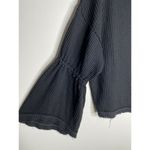 Free People  Top Size S Women's Waffle Knit DAHLIA Black Long Bell Sleeves Blouse Photo 5