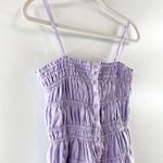 Sky to Moon Smocked Button Up Mini Dress Powder Lilac Purple Medium Photo 5