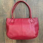 Cynthia Rowley red leather tote purse, suede lined, vintage Photo 3