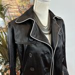 Iz Byer California Black Trench Jacket S Padded Shoulder Pockets Button Front Photo 7