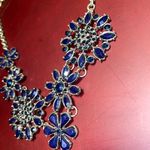 Bib Blue Floral Flowers Statement Necklace Art Deco Design Lobster Adjustable Photo 10
