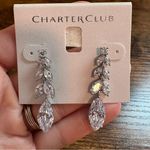 Charter Club NWT  Silver Crystal Leaf Drop Earrings Photo 0