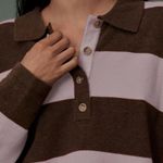 Striped Brown and Lavender Women's Rugby Photo 1