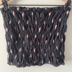 Anthropologie Smocked Tube Top 100% Cotton Chic Black Strapless Pattern Smock M Photo 4