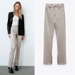 ZARA  SLIM FAUX SUEDE SLIT‎ FLARE PANTS Photo 1