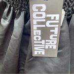 Future Collective Black Midi Dress Small NWT Bustier Satin Smocked Back Photo 5