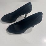 Calvin Klein  Heels Women Size 7 Black Peep Toe Textured‎ Leather Faux Snake Skin Photo 1