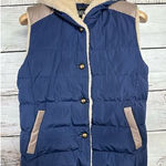 Zshow Womans Quilited Puffer Vest Hood Navy Blue Warm Fur Lined Size‎ Medium New Photo 0