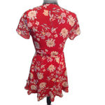 Lush Clothing Lush Red Wrap Frilly Ruffled Short Sleeve Floral Dress V neck XS Photo 1