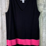 Joan Vass  Size 3 V-Neck Sleeveless Tank Tunic Sweater Black & Pink Photo 0