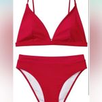 SUUKSESS New Women High Waisted High Cut Bikini Triangle Two Piece Swimsuit M Red Size M Photo 2
