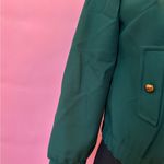 Vintage 1970s Emerald Green Cropped Blazer Button Up Coat with Diamond Collar Photo 10