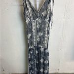 #306 LULUS Mystical Moment Gray Print Maxi Dress Black Size L Photo 10